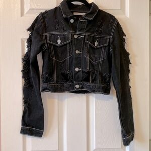 NWOT Heavily Distressed Denim Jacket